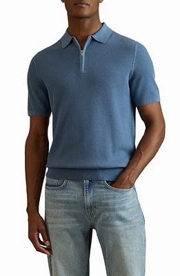 Reiss Ivor Textured Half Zip Polo Sweater at Nordstrom