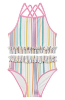 Reiss Kids' Amelia Two-Piece Swimsuit in Pink Multi at Nordstrom, Size 11-12 Y