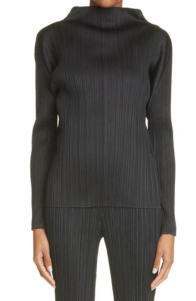 Pleats Please Issey Miyake Funnel Neck Pleated Top in Black at Nordstrom, Size 3