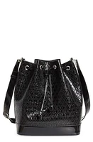 Saint Laurent Le Monogramme Logo Embossed Patent Leather Bucket Bag in Noir at Nordstrom