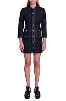 maje Randaille Long Sleeve Coat Dress Black at Nordstrom,