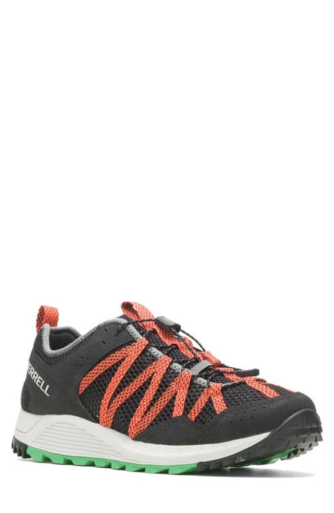 Merrell Wildwood Aerosport Trail Running Shoe Black/Tangerine at Nordstrom,