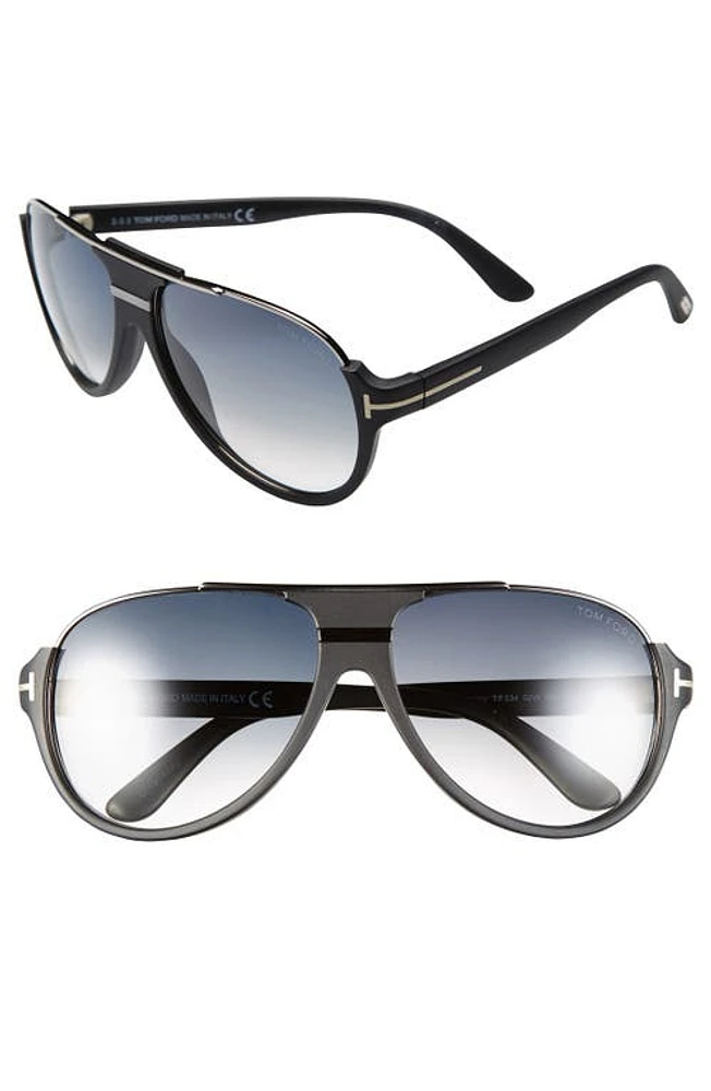 TOM FORD 'Dimitry' 59mm Aviator Sunglasses in Matte Black/Dark Ruthenium at Nordstrom