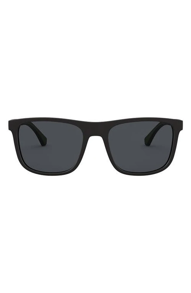 Emporio Armani 56mm Navigator Sunglasses in Matte Black at Nordstrom