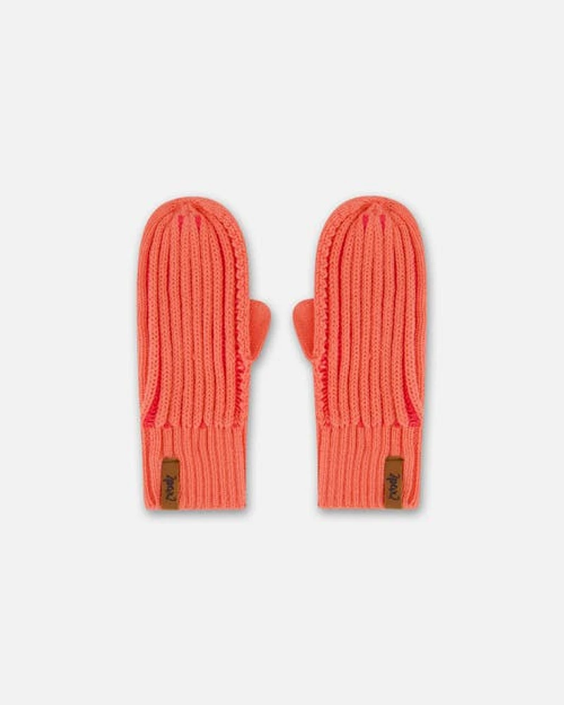 Deux Par Deux Girl's Knit Mittens Coral at Nordstrom