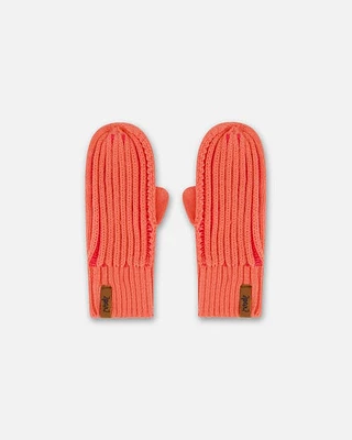 Deux Par Deux Girl's Knit Mittens Coral at Nordstrom