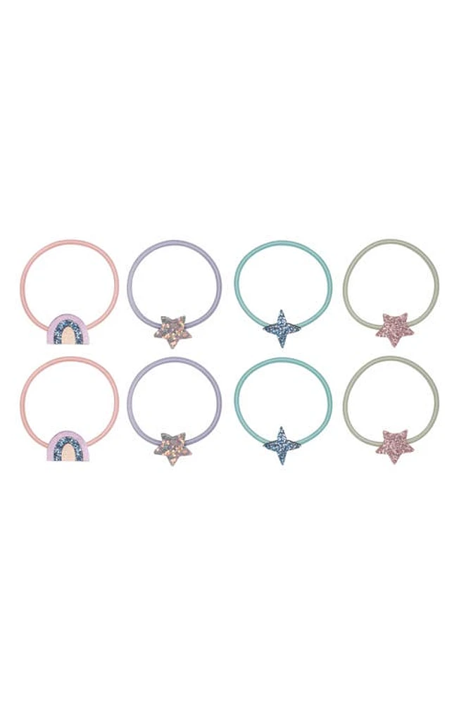 Mimi & Lula Kids' Assorted 8-Pack Stars & Rainbows Ponytail Holders in Pink at Nordstrom