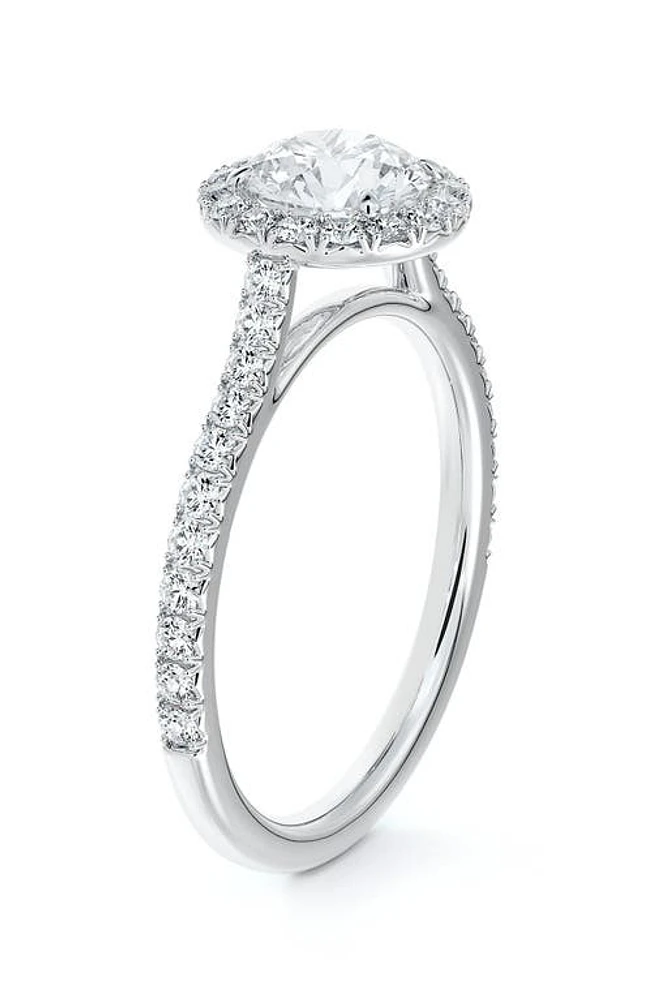 De Beers Forevermark Center of My Universe Round Halo Engagement Ring with Diamond Band in Platinum-D1.00Ct at Nordstrom, Size 6.5