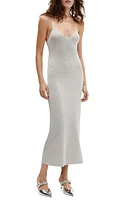 MANGO Metalllic Knit Slipdress in Silver at Nordstrom, Size 10