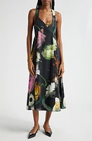 Stine Goya Jodie Floral Open Back Midi Dress Scanned Foliage at Nordstrom,