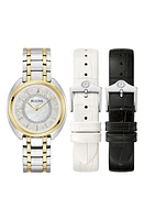 BULOVA Duality Diamond Bracelet & Two Leather Straps Watch Set