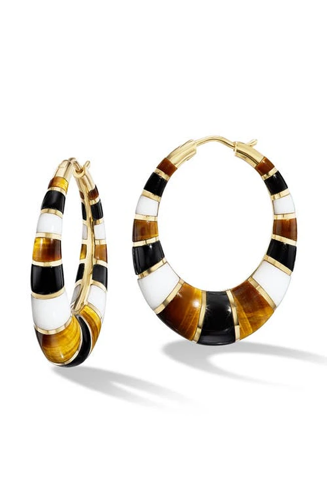 Orly Marcel Chunky Inlay Hoop Earrings in Black/Yellow Gold Multi at Nordstrom