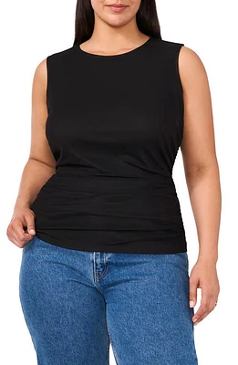 halogen(r) Sleeveless Ruched Top Rich Black at Nordstrom,