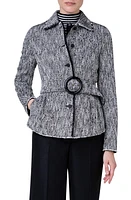 Akris punto Cotton Blend Tweed Jacket 091 Black-Cream at Nordstrom,