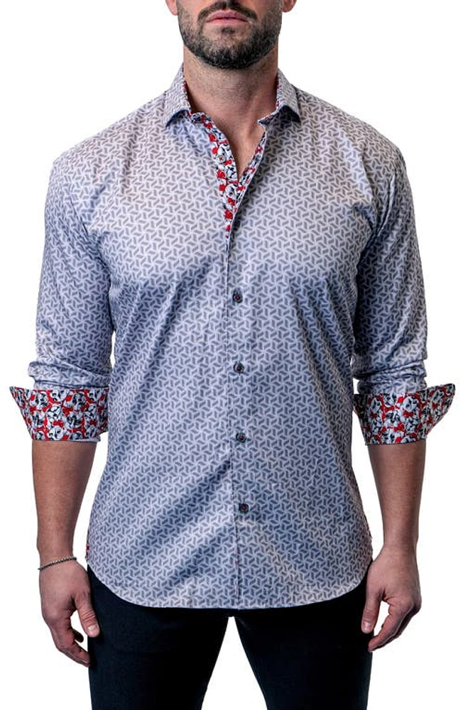 Maceoo Einstein 3D Square Contemporary Fit Button-Up Shirt Grey at