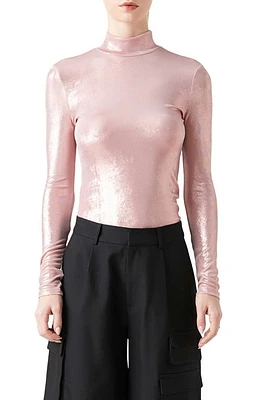 Grey Lab Shiny Mock Neck Top at Nordstrom,