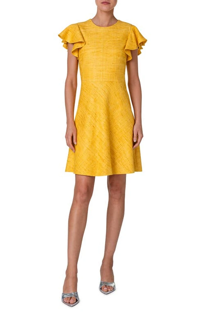 Akris punto Ruffle Sleeve Silk Tweed Dress Sun at Nordstrom,