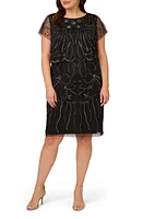 Adrianna Papell Beaded Cocktail Dress Black/Gunmetal at Nordstrom,