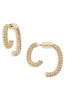 DEMARSON Mini Luna Pavé Crystal Front/Back Earrings in 12K Shiny Gold/Rose Blush at Nordstrom