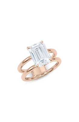 HauteCarat Lab Created Emerald Cut Diamond Ring in 18K Rose Gold at Nordstrom