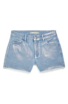 Tractr Kids' Metallic Foil Raw Hem Denim Shorts Indigo at Nordstrom,