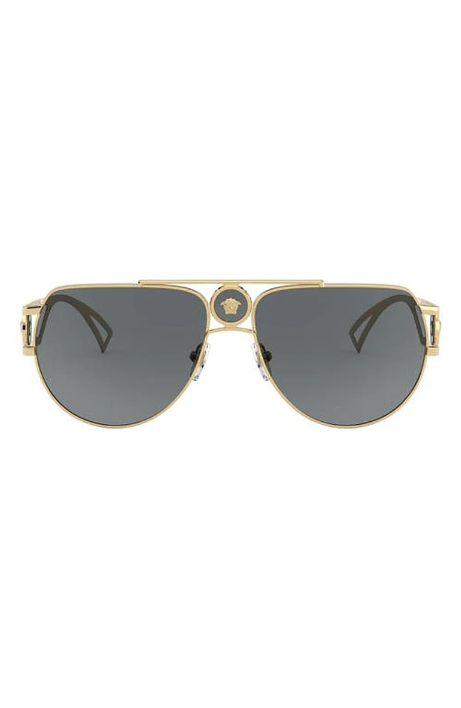 Versace 60mm Aviator Sunglasses in Gold/Grey at Nordstrom