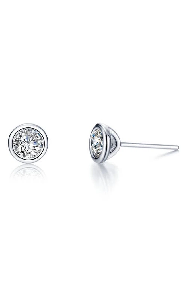 Lafonn Simulated Diamond Bezel Stud Earrings in White/Silver at Nordstrom