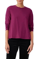 Eileen Fisher Organic Cotton Long Sleeve Funnel Neck T-Shirt in Roseberry at Nordstrom, Size X-Large