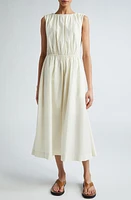 Loulou Studio Gathered Sleeveless Cotton & Silk Dress at Nordstrom,