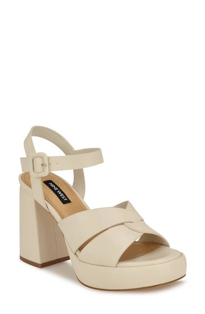 Nine West Jalissa Ankle Strap Platform Sandal Ivory at Nordstrom,