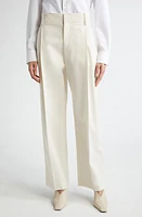 Maria McManus Pleat Front Stretch Wool Trousers Ivory at Nordstrom,