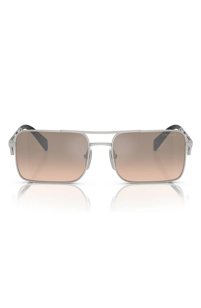 Prada 56mm Rectangular Sunglasses in Silver at Nordstrom