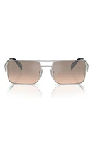 Prada 56mm Rectangular Sunglasses in Silver at Nordstrom