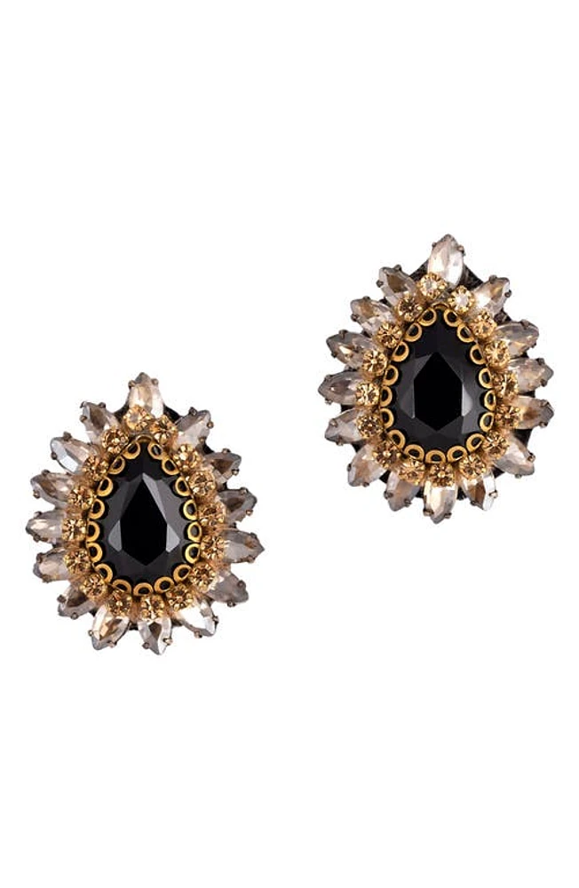 Deepa Gurnani Leesha Crystal Stud Earrings in Black at Nordstrom