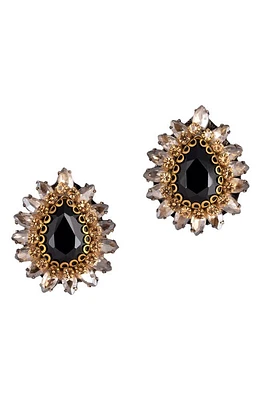 Deepa Gurnani Leesha Crystal Stud Earrings in Black at Nordstrom