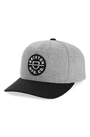 Brixton Crest Snapback Baseball Cap in Heather Grey/Black at Nordstrom