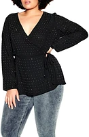 City Chic Bling Flirt Embellished Wrap Blouse at