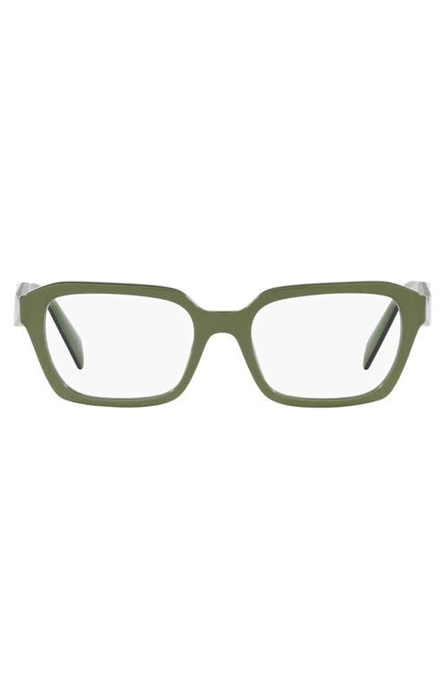 Prada 52mm Square Optical Glasses in Green at Nordstrom