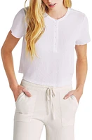 Splendid Bethany Thermal Short Sleeve Henley White at Nordstrom,