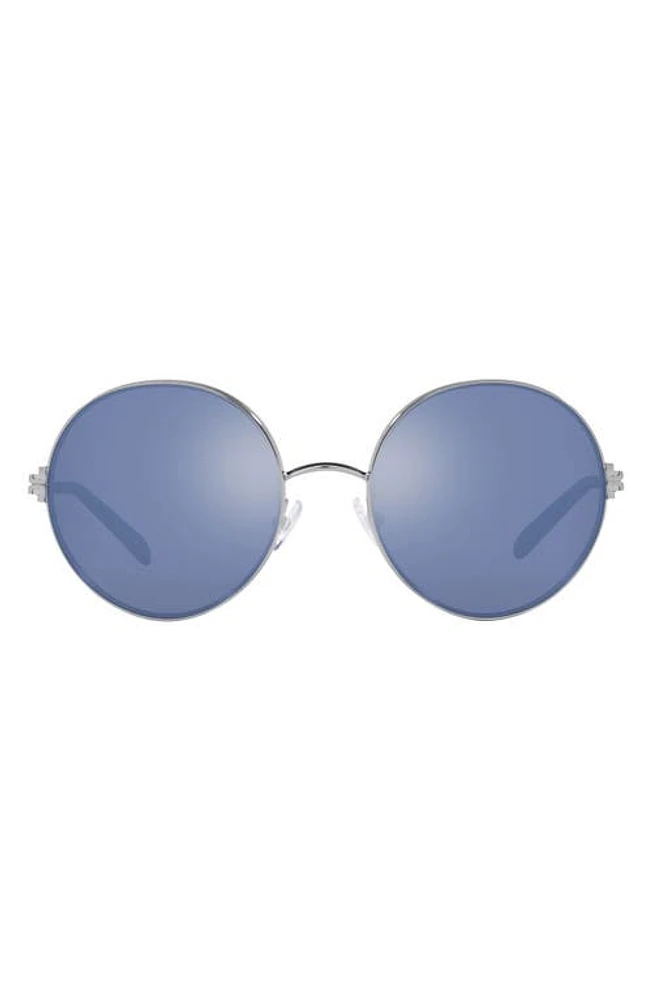 Tory Burch 54mm Round Sunglasses in Silver at Nordstrom