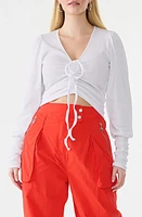 GSTQ Drawstring Ruched Rib Top at Nordstrom,