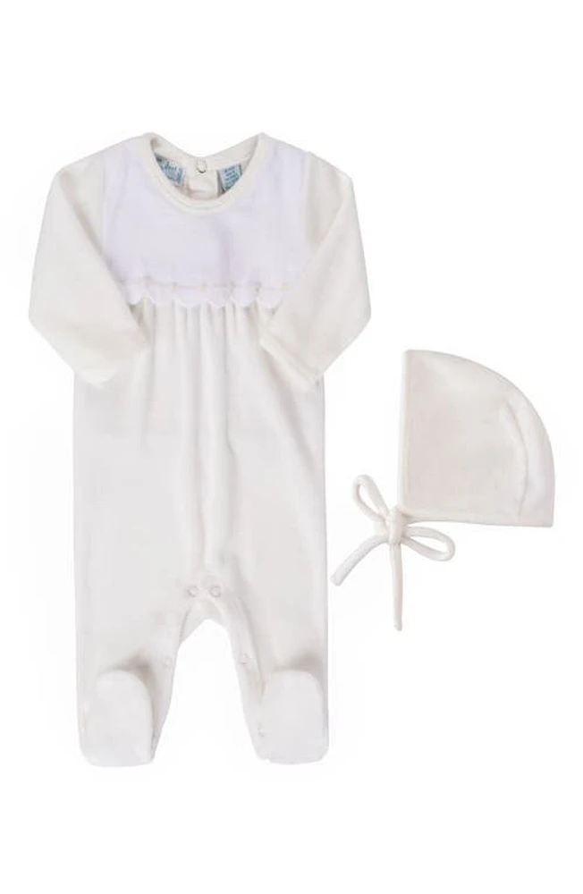 Feltman Brothers Velour Footie & Bonnet Set Ivory at Nordstrom,