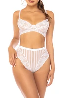 Mapale Lace Bralette & High Waist Panties Set in White at Nordstrom, Size Small