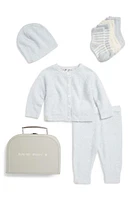 barefoot dreams CozyChic Lite Classic Cardigan, Pants, Socks, Beanie & Suitcase Set in Blue at Nordstrom