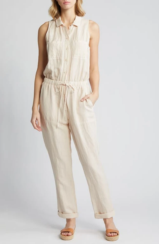 Bella Dahl Sunday Sleeveless Pocket Jumpsuit Sand Khaki at Nordstrom,