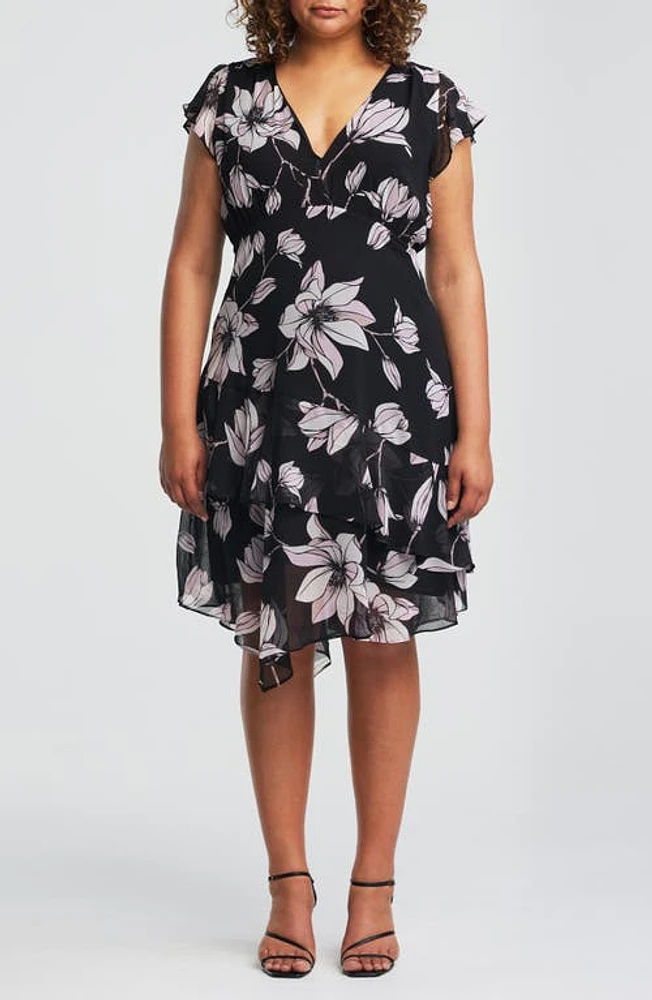 Estelle Azalea Floral Flutter Sleeve Dress Print at Nordstrom,