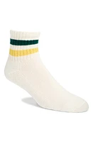 American Trench The Retro Stripe Quarter Crew Socks in Ivory/Forest/Amber at Nordstrom