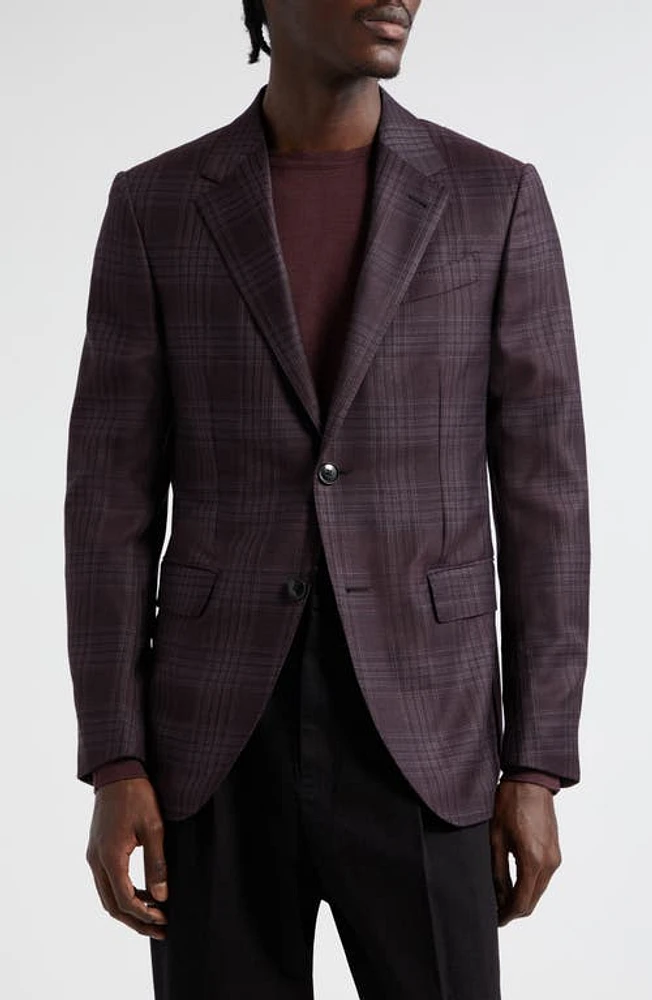 ZEGNA Plaid Achillfarm Wool & Silk Sport Coat Aubergine at Nordstrom, Us