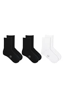 K Bell Socks 3-Pack Ribbed Short Crew Socks in Black/White at Nordstrom, Size 9