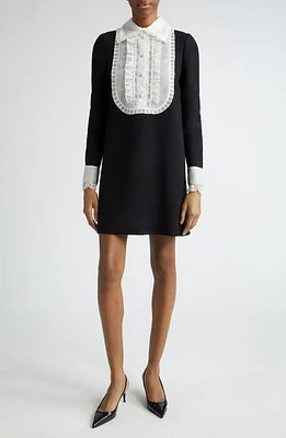 Dolce & Gabbana Lace Bib Long Sleeve Wool Blend Minidress N0000 Nero at Nordstrom, Us